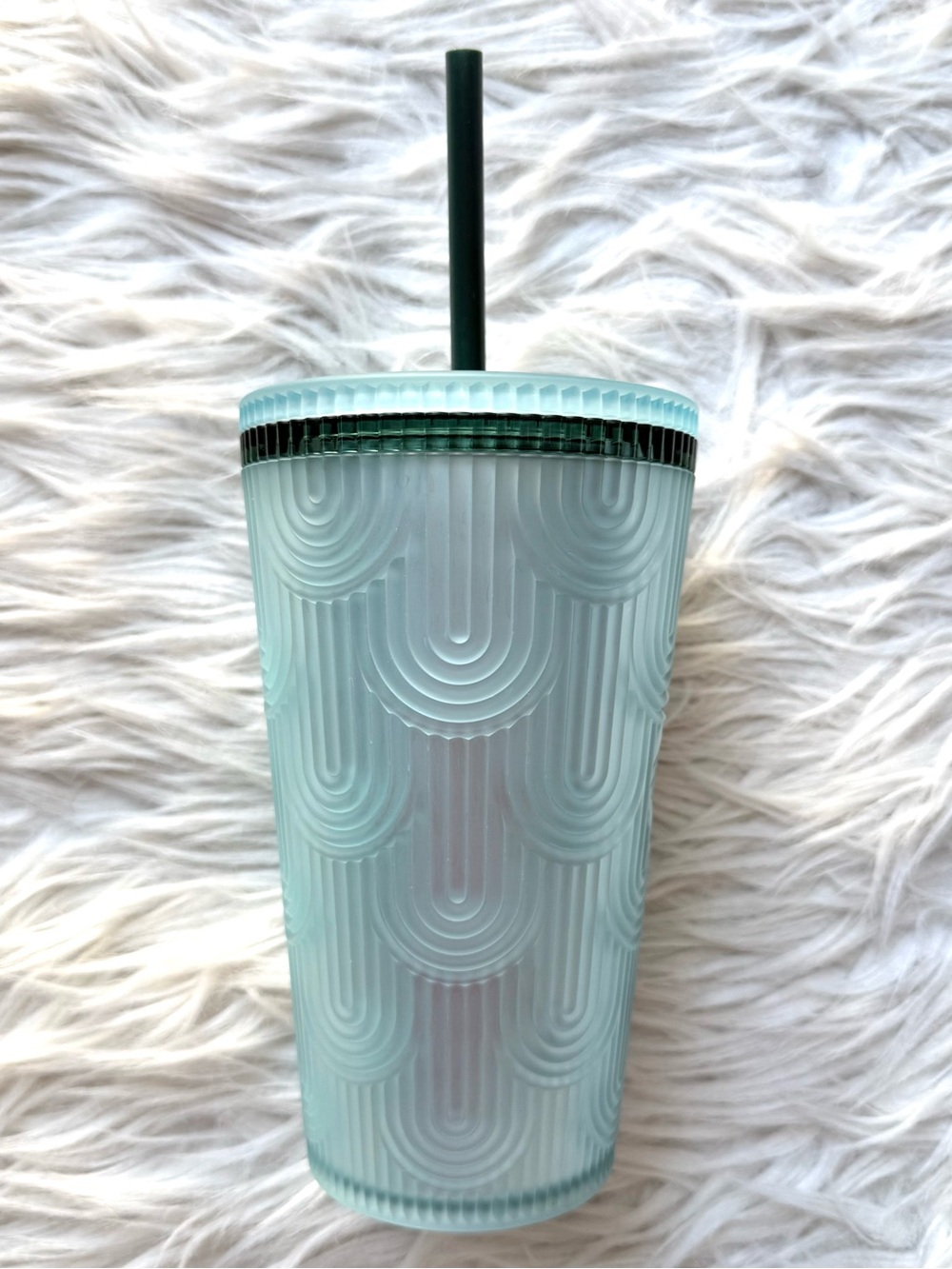 Starbucks 2022 Aqua Seafoam Rainbow Arch Cold Cup Tumbler 16 Oz